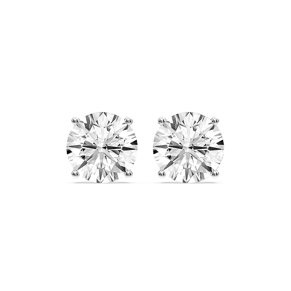 Round Certified Lab Grown Diamond Classic Four Prong Guardian Back Stud Earrings