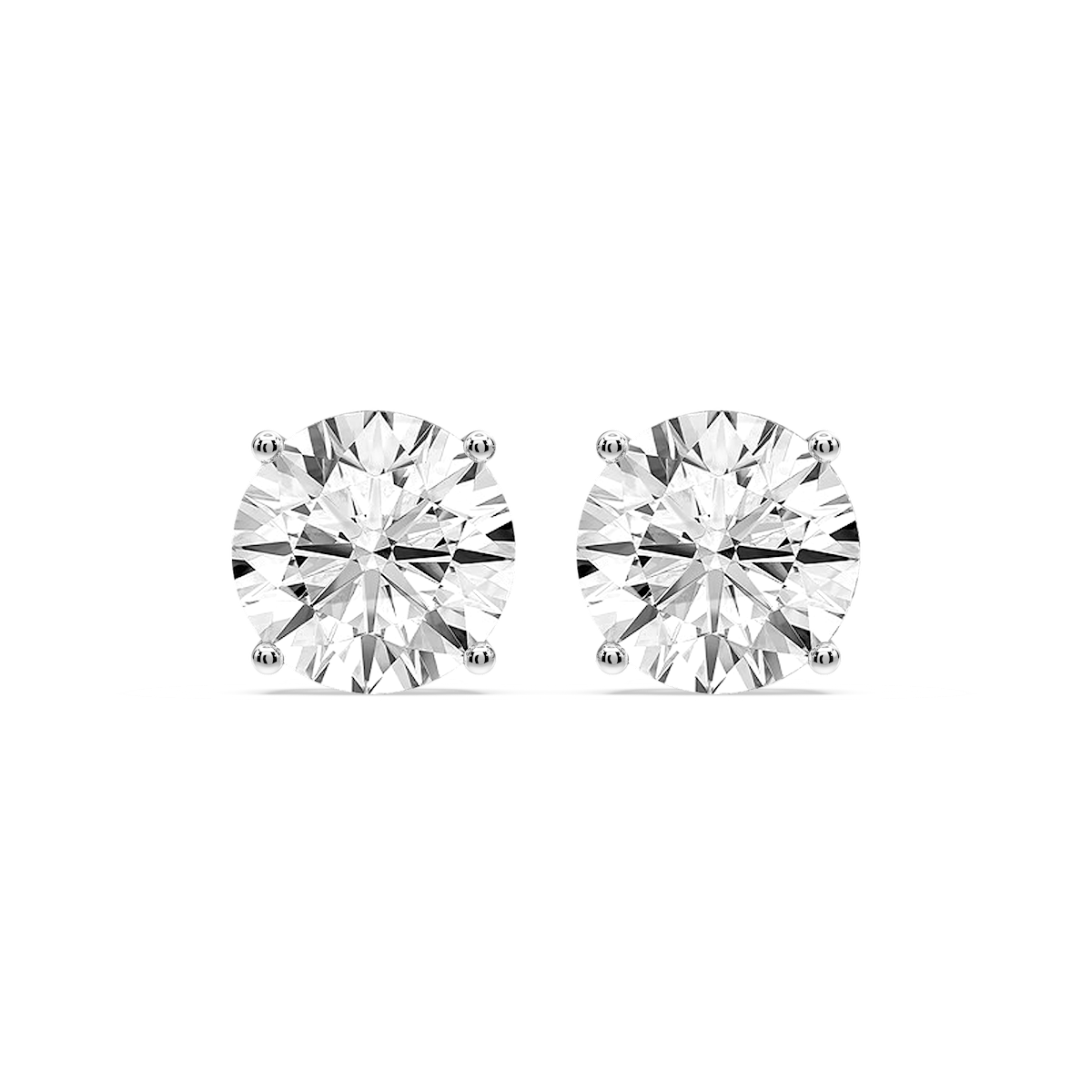 Round Certified Lab Grown Diamond Classic Four Prong Guardian Back Stud Earrings