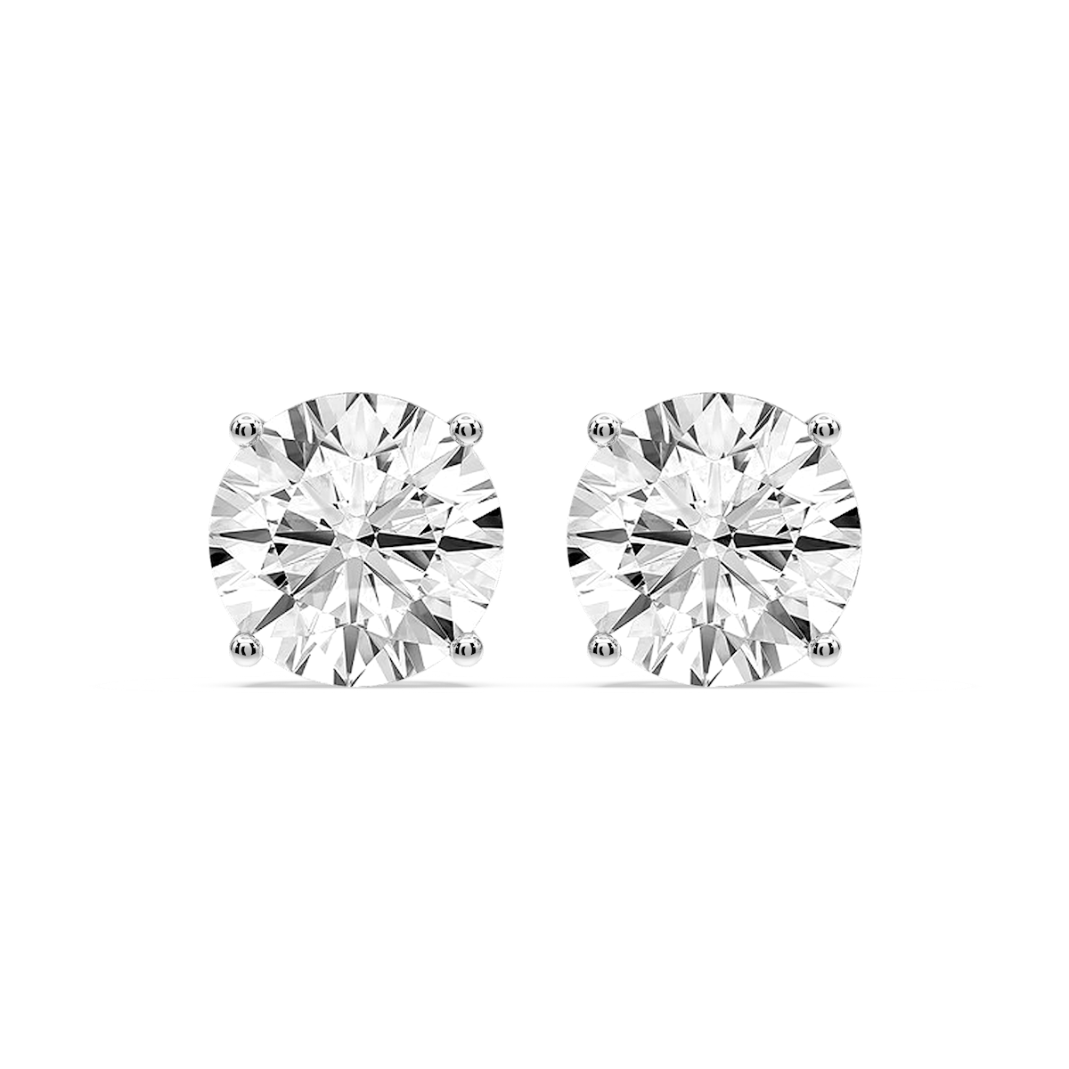 Round Certified Lab Grown Diamond Classic Four Prong Guardian Back Stud Earrings