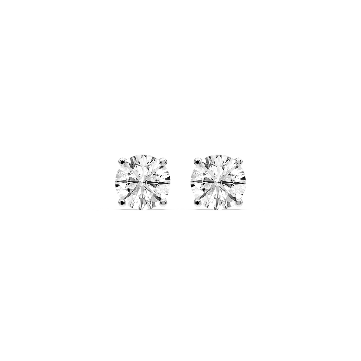 Round Certified Lab Grown Diamond Classic Four Prong Guardian Back Stud Earrings