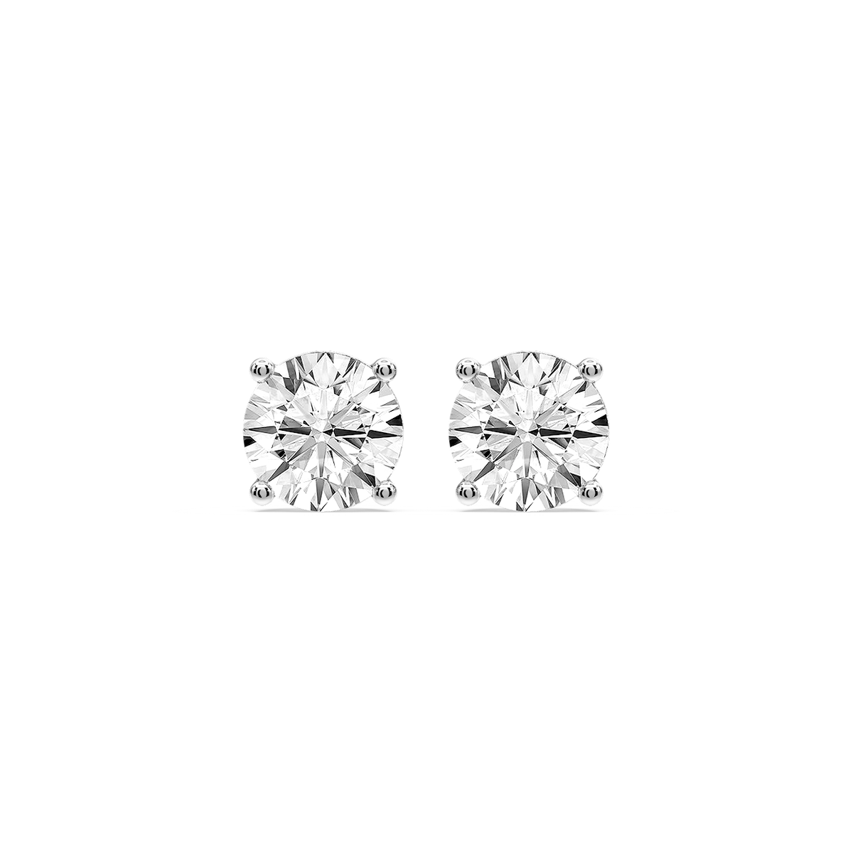 Round Certified Lab Grown Diamond Classic Four Prong Guardian Back Stud Earrings