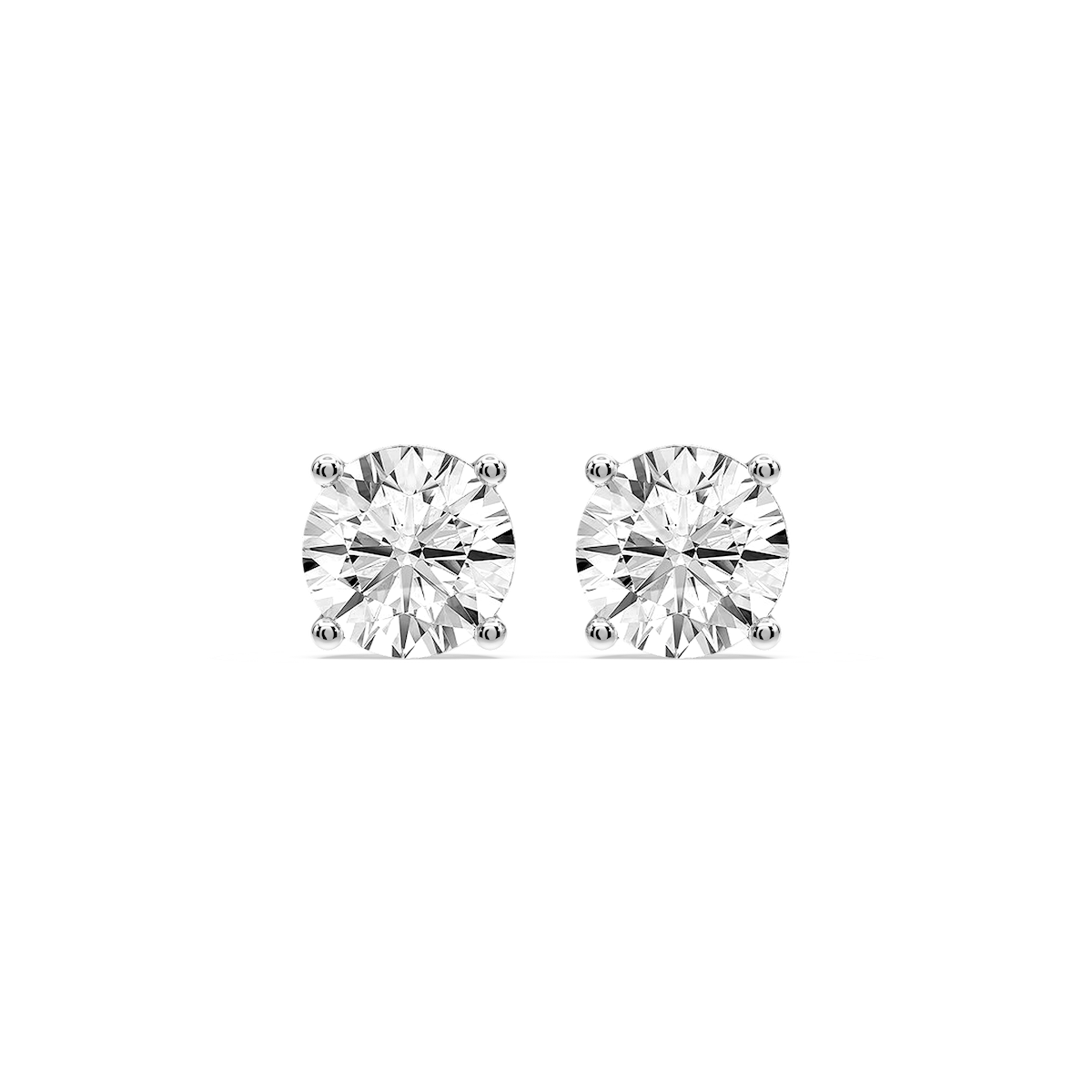 Round Certified Lab Grown Diamond Classic Four Prong Guardian Back Stud Earrings