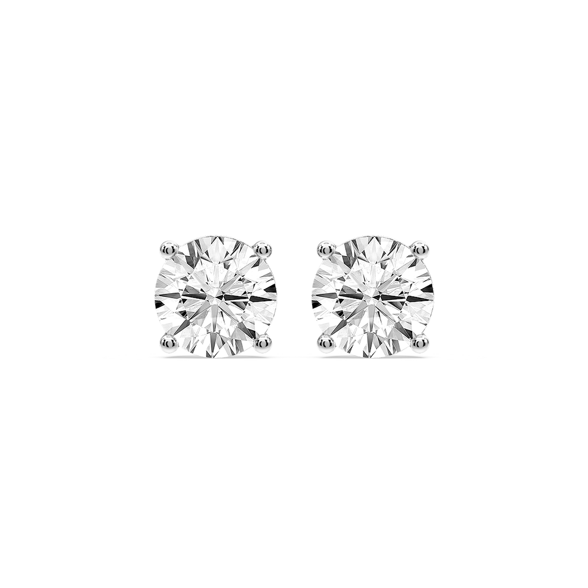 Round Certified Lab Grown Diamond Classic Four Prong Guardian Back Stud Earrings