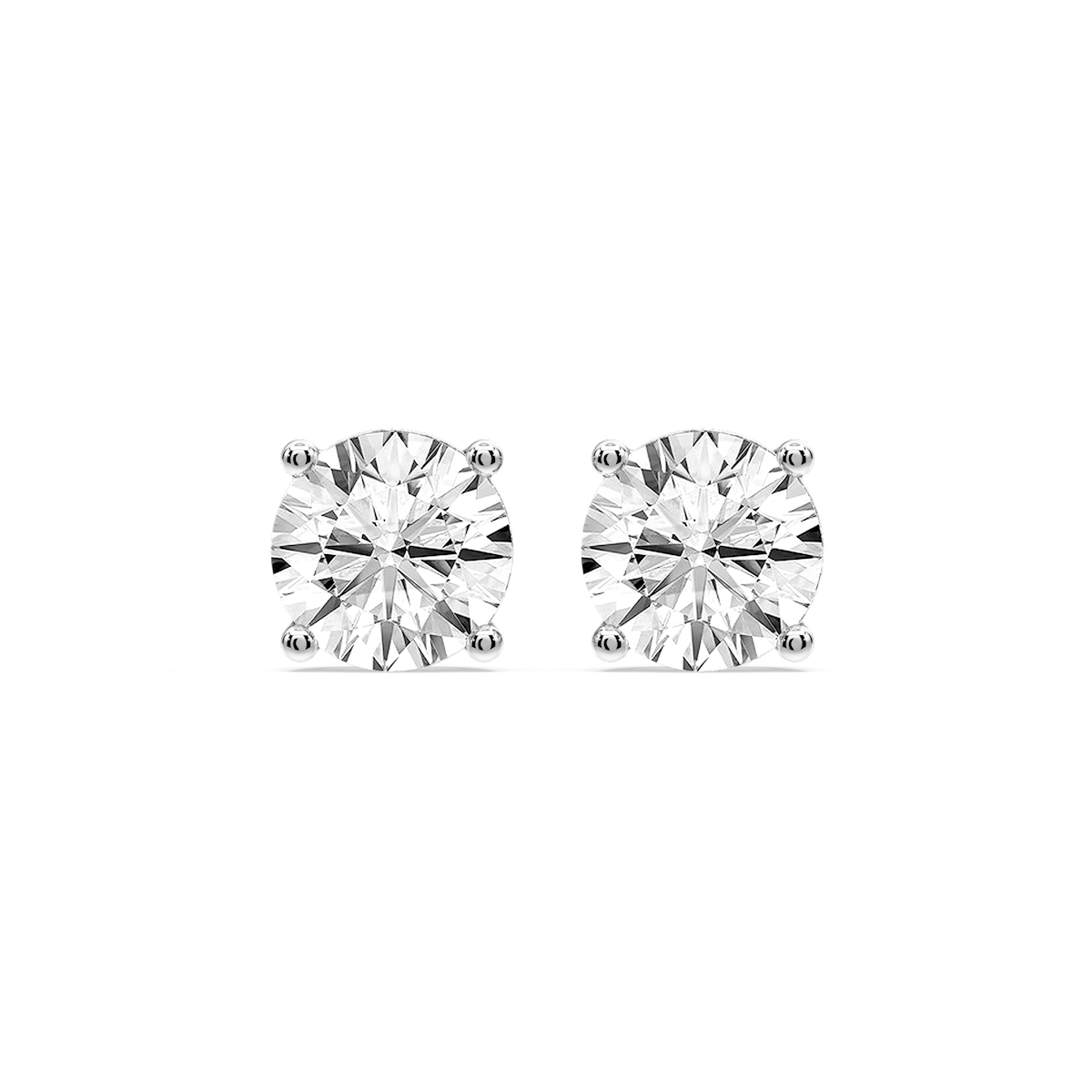 Round Certified Lab Grown Diamond Classic Four Prong Guardian Back Stud Earrings
