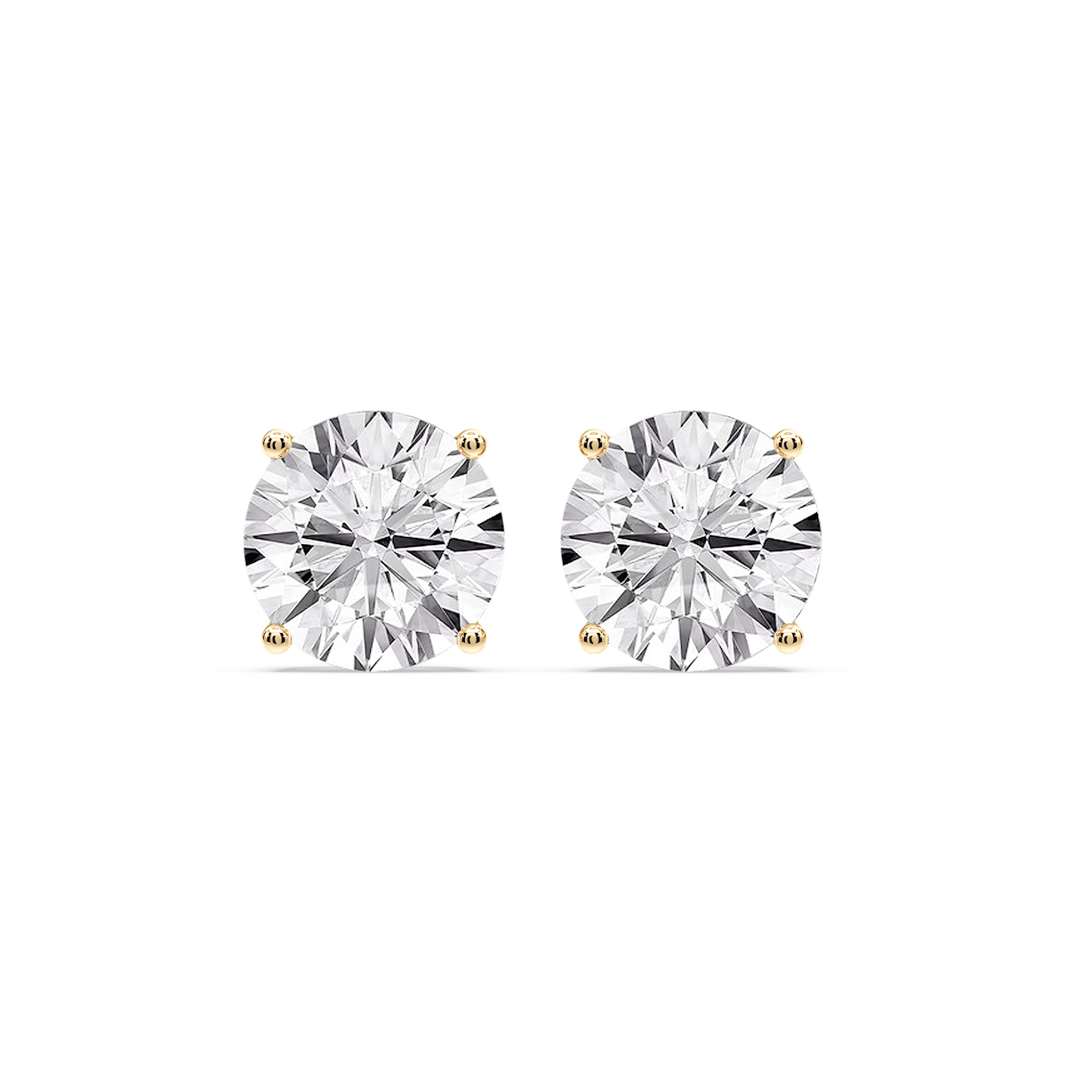 Round Certified Lab Grown Diamond Classic Four Prong Guardian Back Stud Earrings