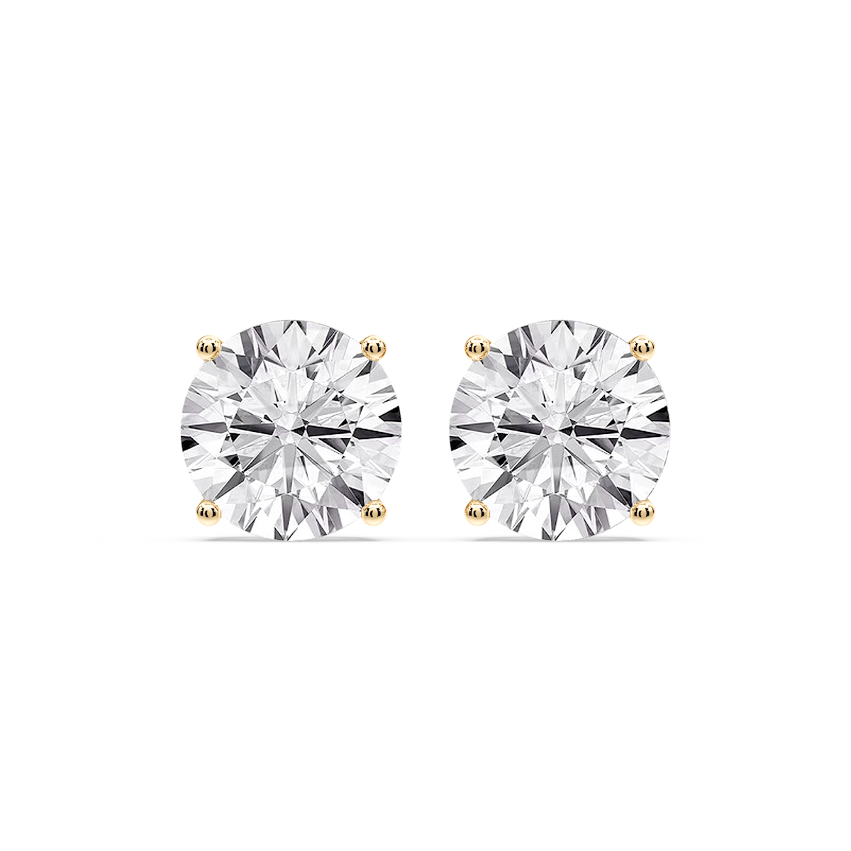 Round Certified Lab Grown Diamond Classic Four Prong Guardian Back Stud Earrings