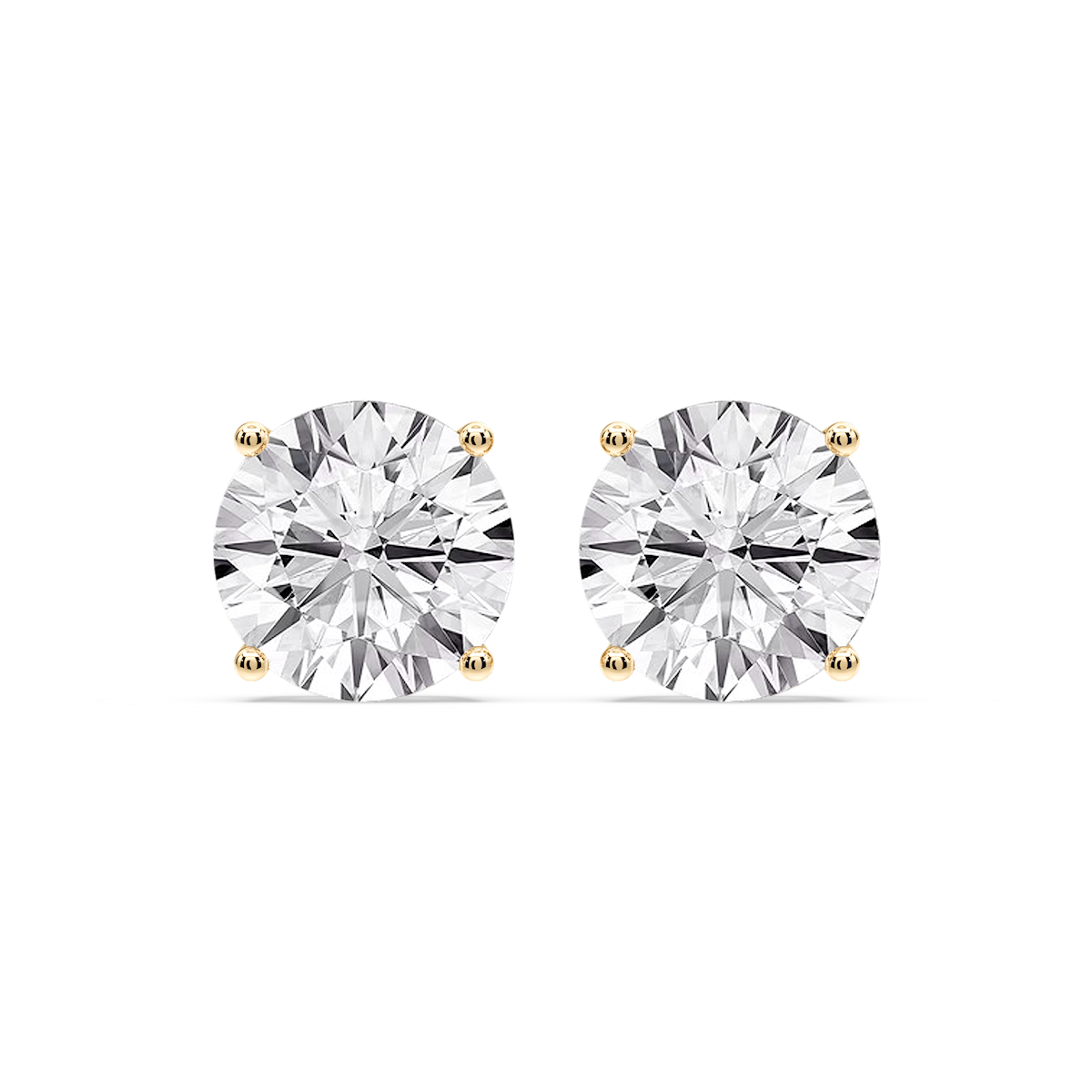 Round Certified Lab Grown Diamond Classic Four Prong Guardian Back Stud Earrings