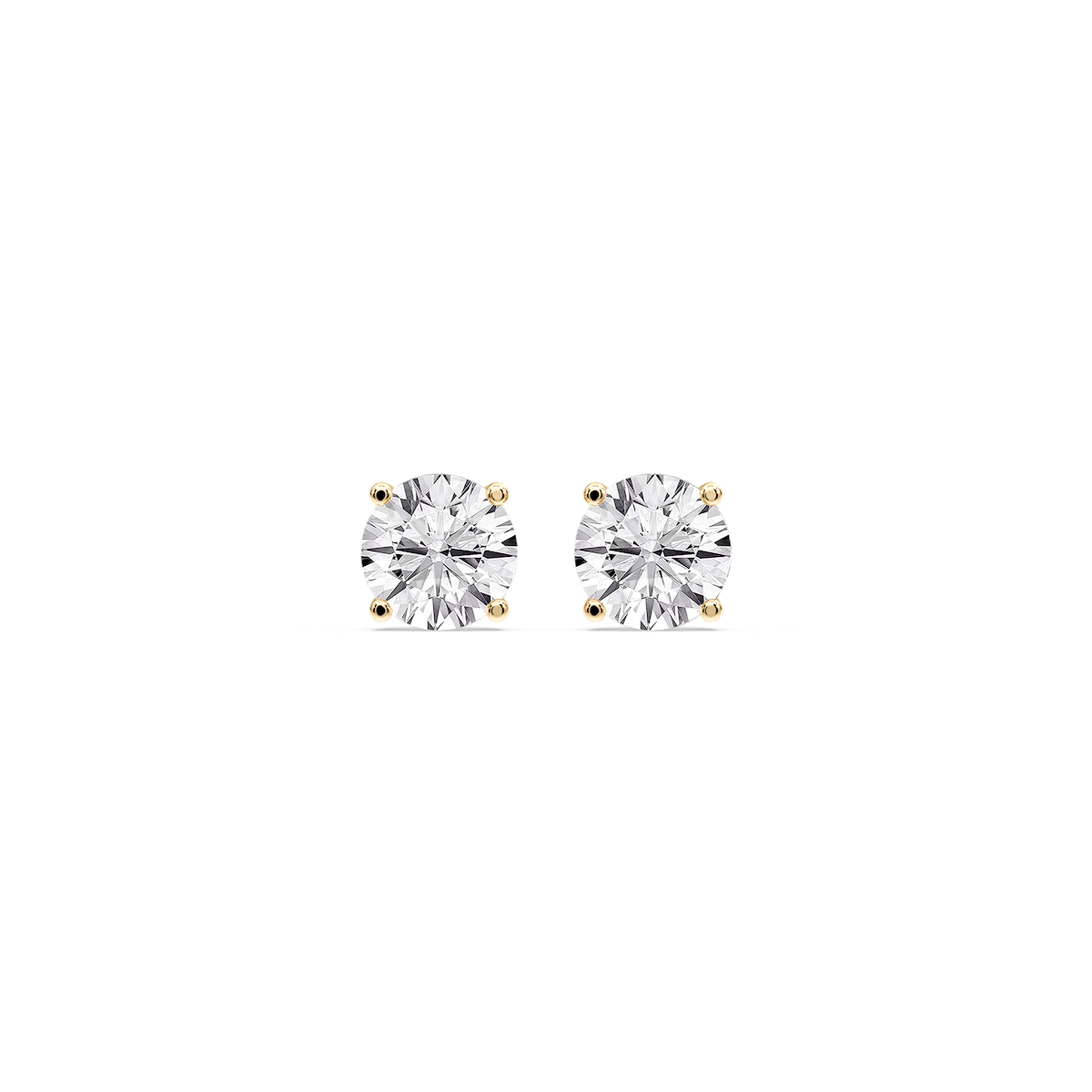 Round Certified Lab Grown Diamond Classic Four Prong Guardian Back Stud Earrings