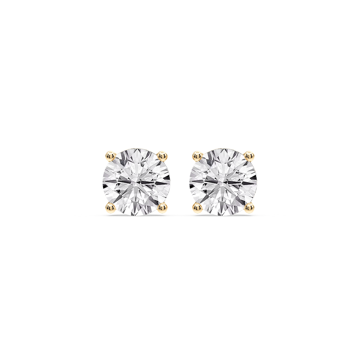 Round Certified Lab Grown Diamond Classic Four Prong Guardian Back Stud Earrings
