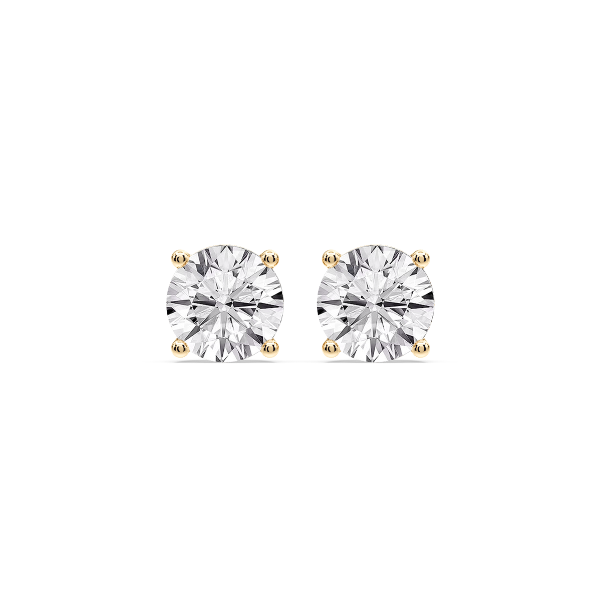 Round Certified Lab Grown Diamond Classic Four Prong Guardian Back Stud Earrings