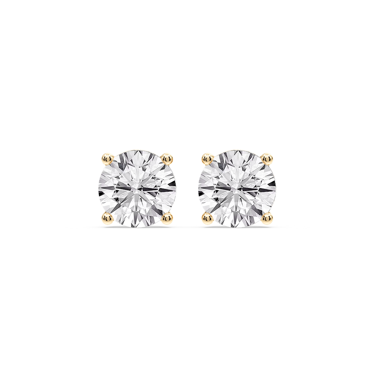 Round Certified Lab Grown Diamond Classic Four Prong Guardian Back Stud Earrings
