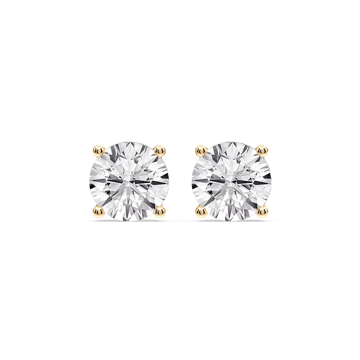 Round Certified Lab Grown Diamond Classic Four Prong Guardian Back Stud Earrings
