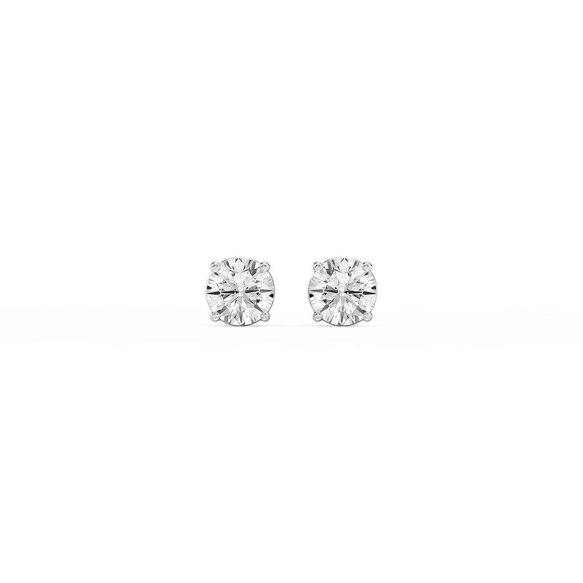 Round Lab Grown Diamond Classic Four Prong Threaded Back Stud Earrings