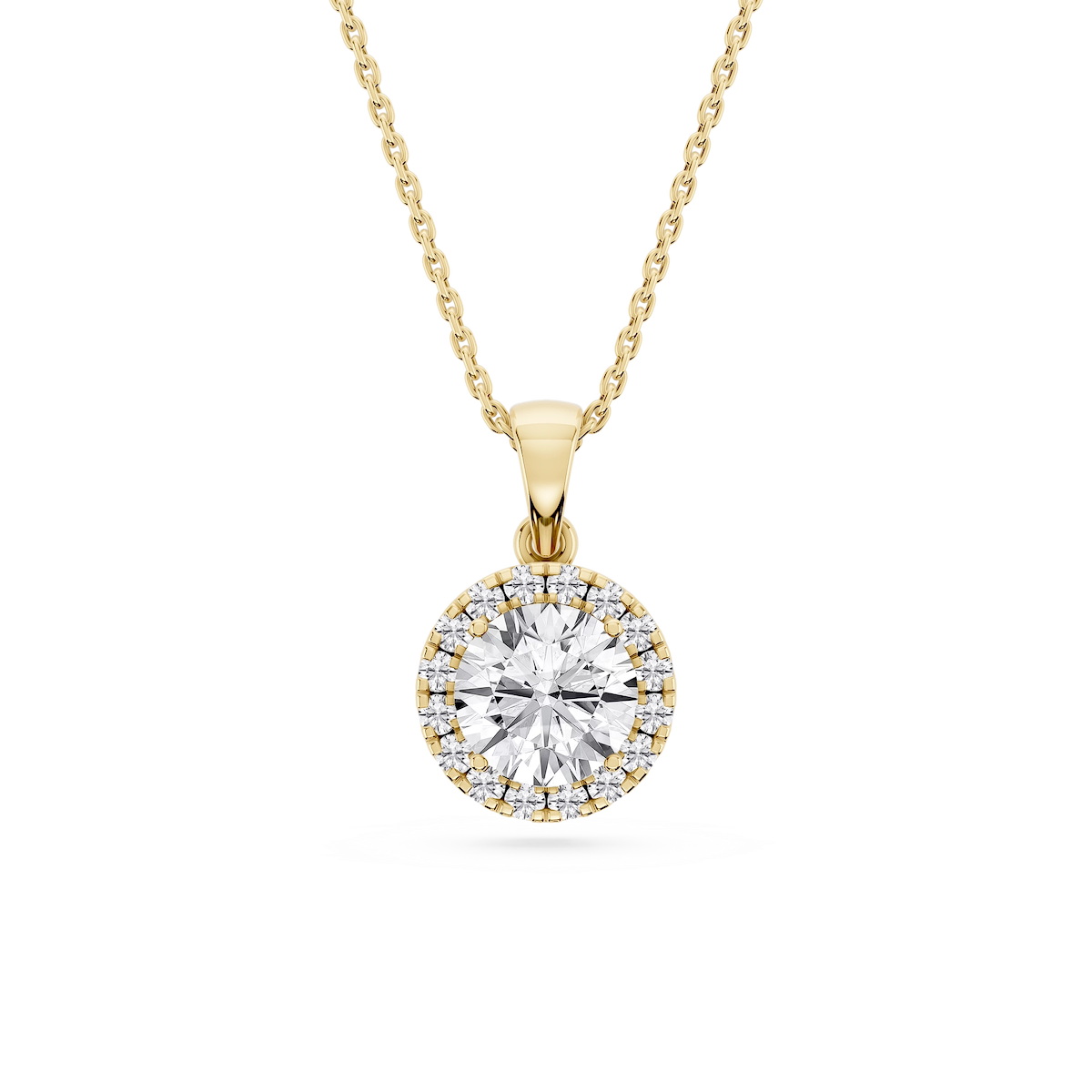 Round Lab Grown Diamond Halo Single Bail Pendant - 16 to 18 inches