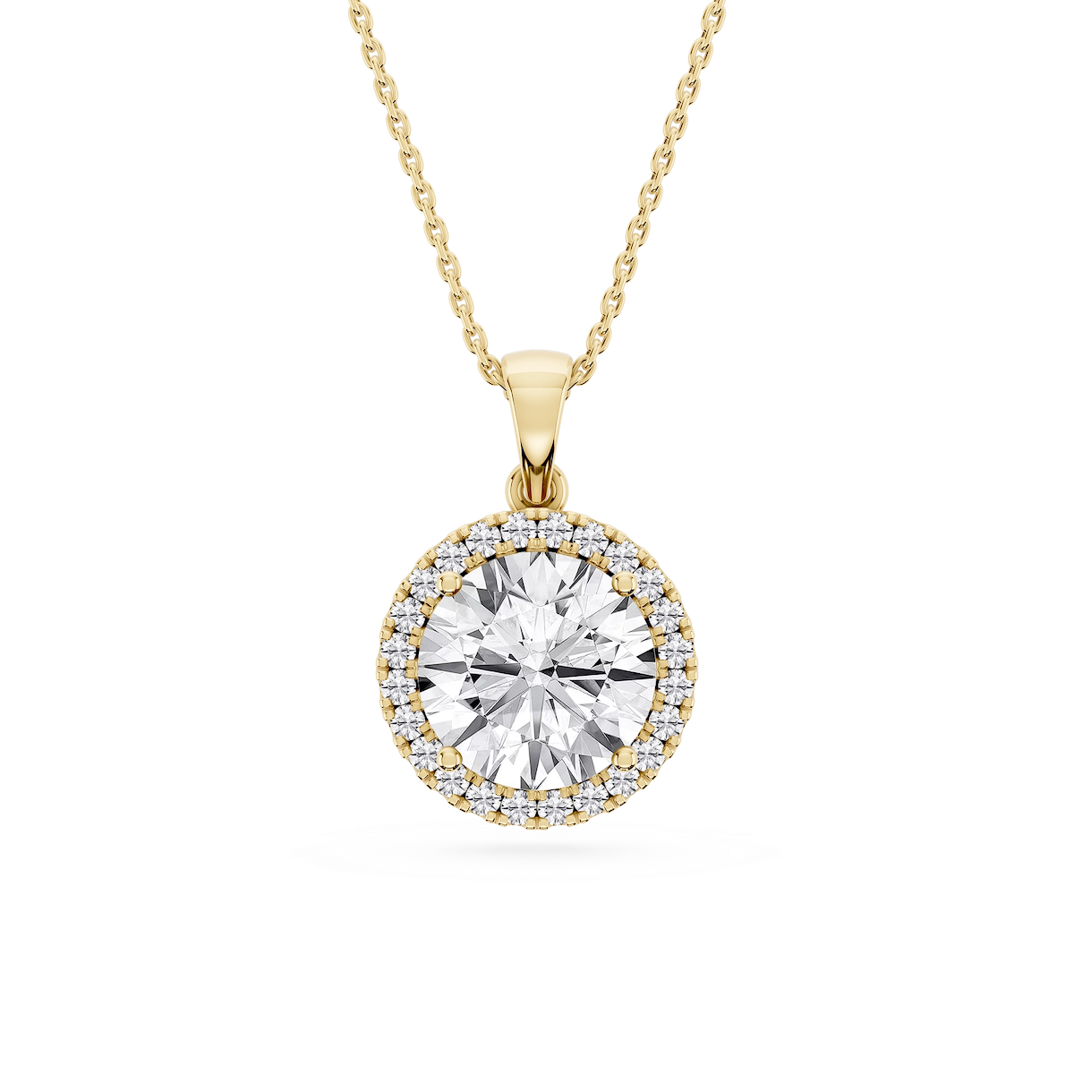 Round Lab Grown Diamond Halo Single Bail Pendant - 16 to 18 inches