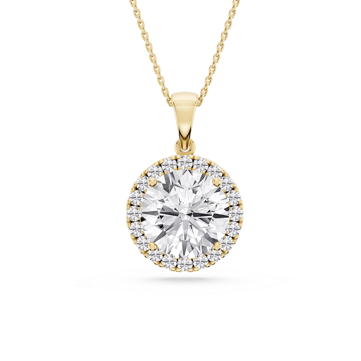 Round Lab Grown Diamond Halo Single Bail Pendant - 16 to 18 inches