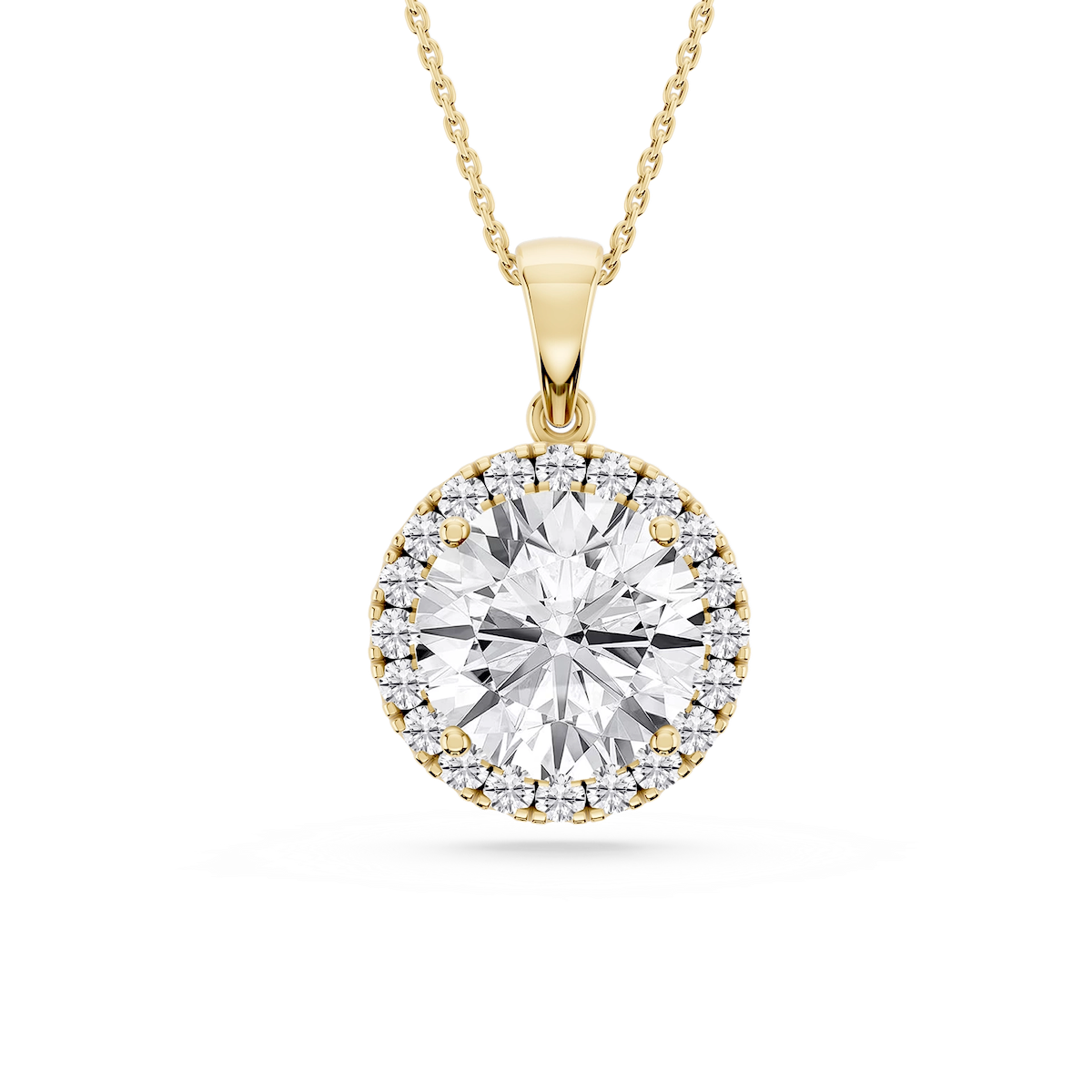 Round Lab Grown Diamond Halo Single Bail Pendant - 16 to 18 inches