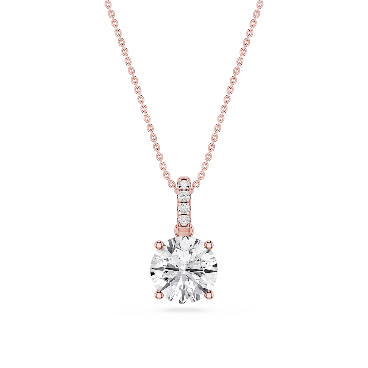 Round Lab Grown Diamond Hidden Halo Pendant - 16 to 18 Inches