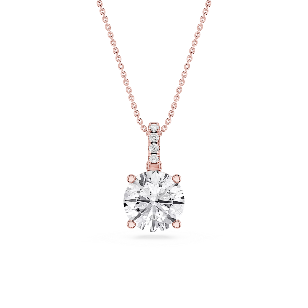Round Lab Grown Diamond Hidden Halo Pendant - 16 to 18 Inches