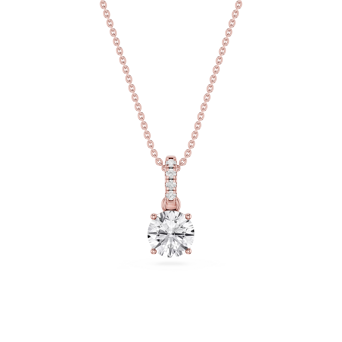 Round Lab Grown Diamond Hidden Halo Pendant - 16 to 18 Inches