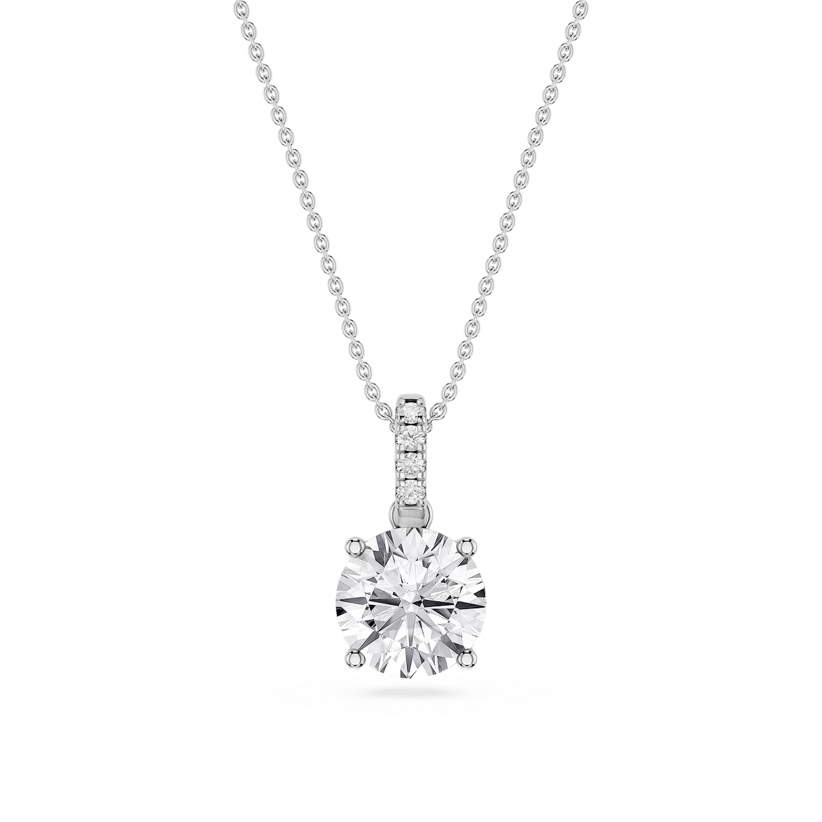 Round Lab Grown Diamond Hidden Halo Pendant - 16 to 18 Inches