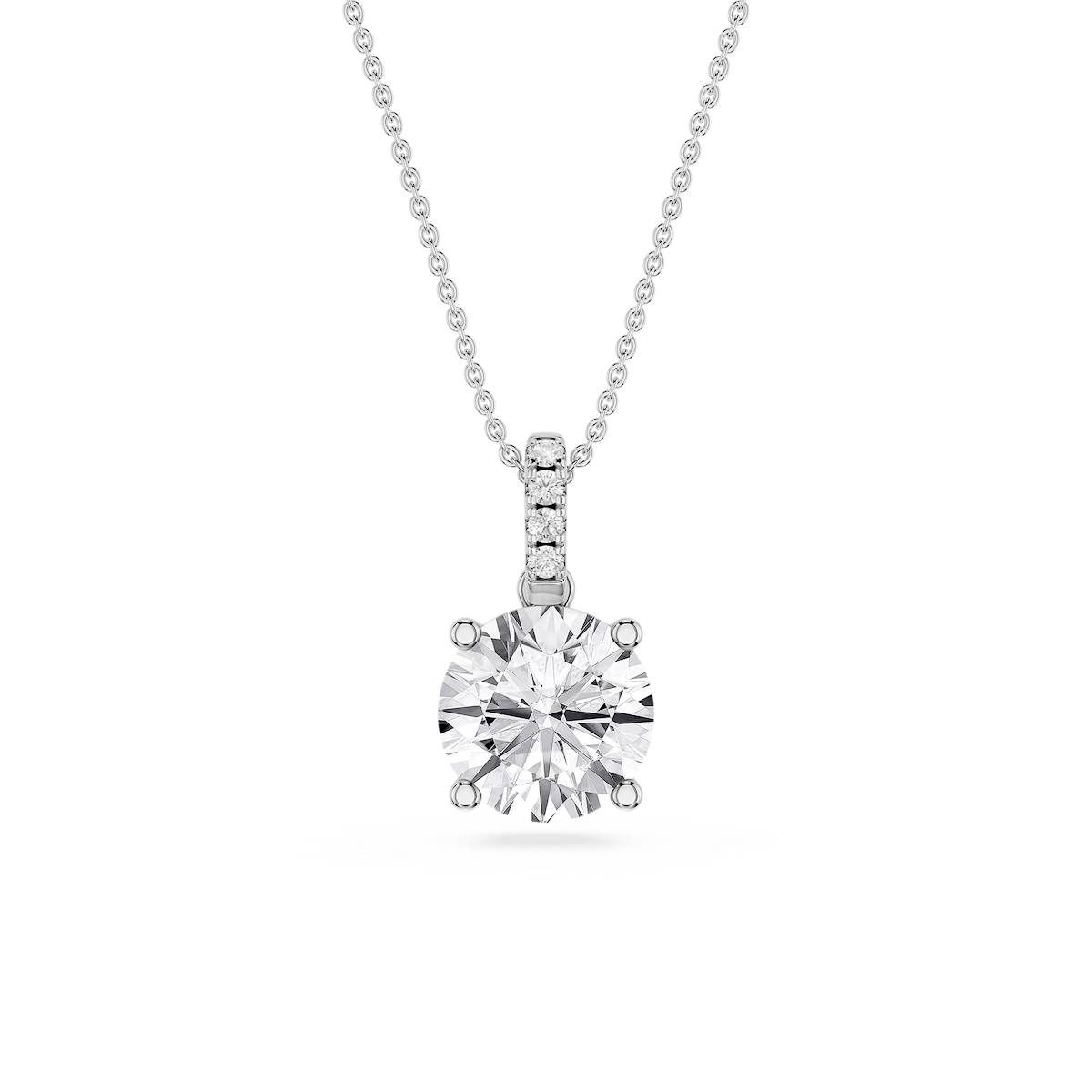 Round Lab Grown Diamond Hidden Halo Pendant - 16 to 18 Inches