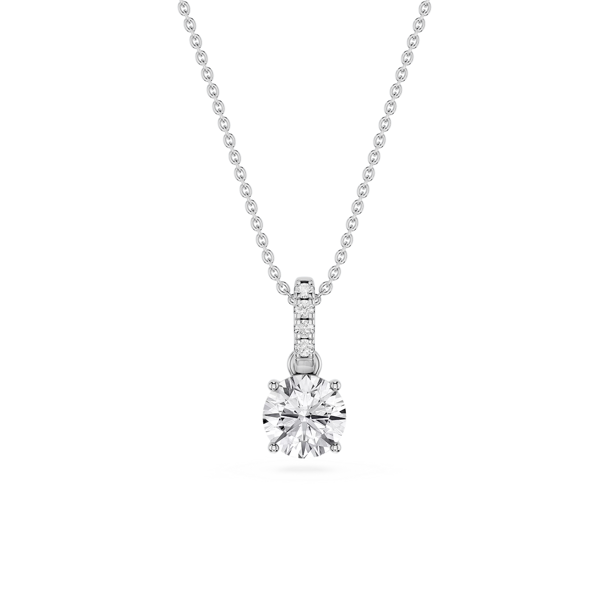 Round Lab Grown Diamond Hidden Halo Pendant - 16 to 18 Inches