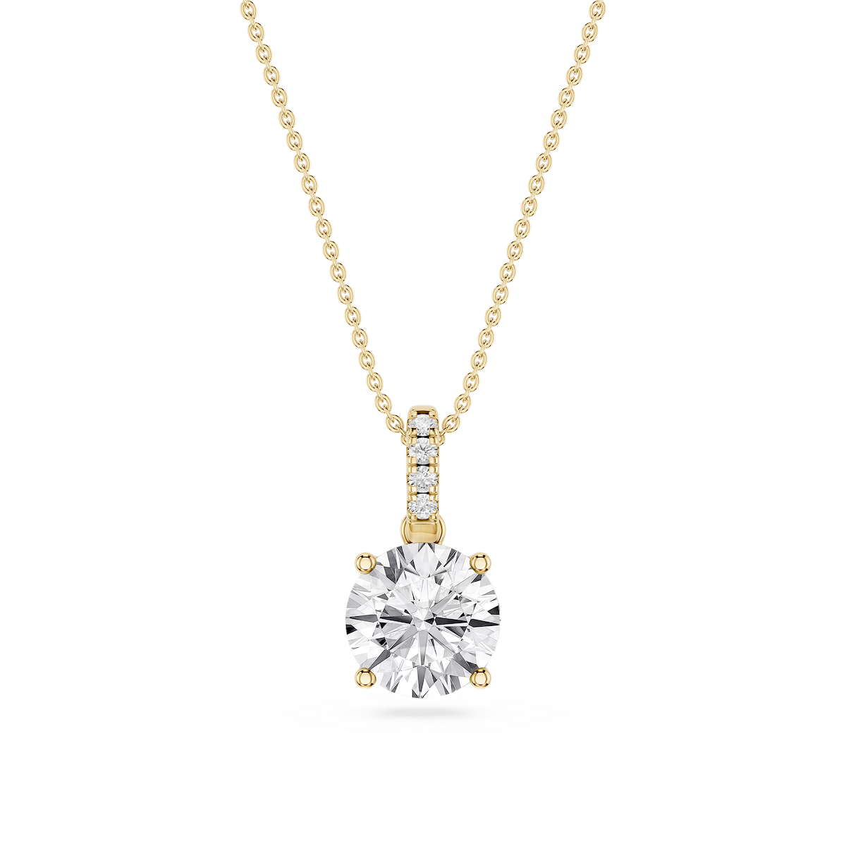 Round Lab Grown Diamond Hidden Halo Pendant - 16 to 18 Inches