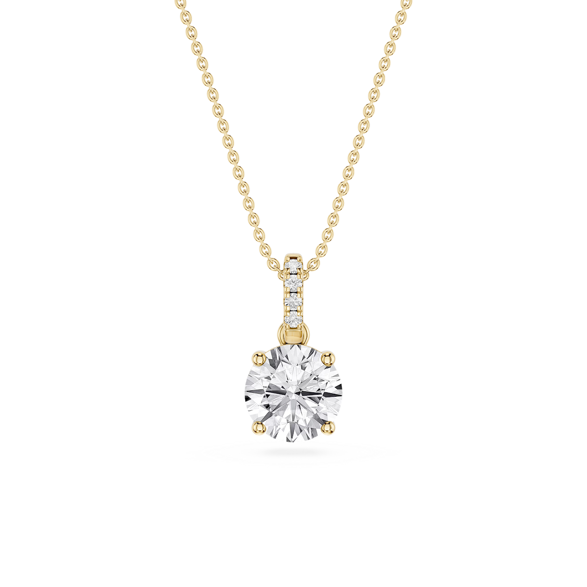 Round Lab Grown Diamond Hidden Halo Pendant - 16 to 18 Inches