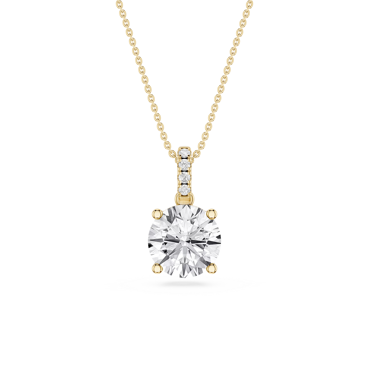 Round Lab Grown Diamond Hidden Halo Pendant - 16 to 18 Inches