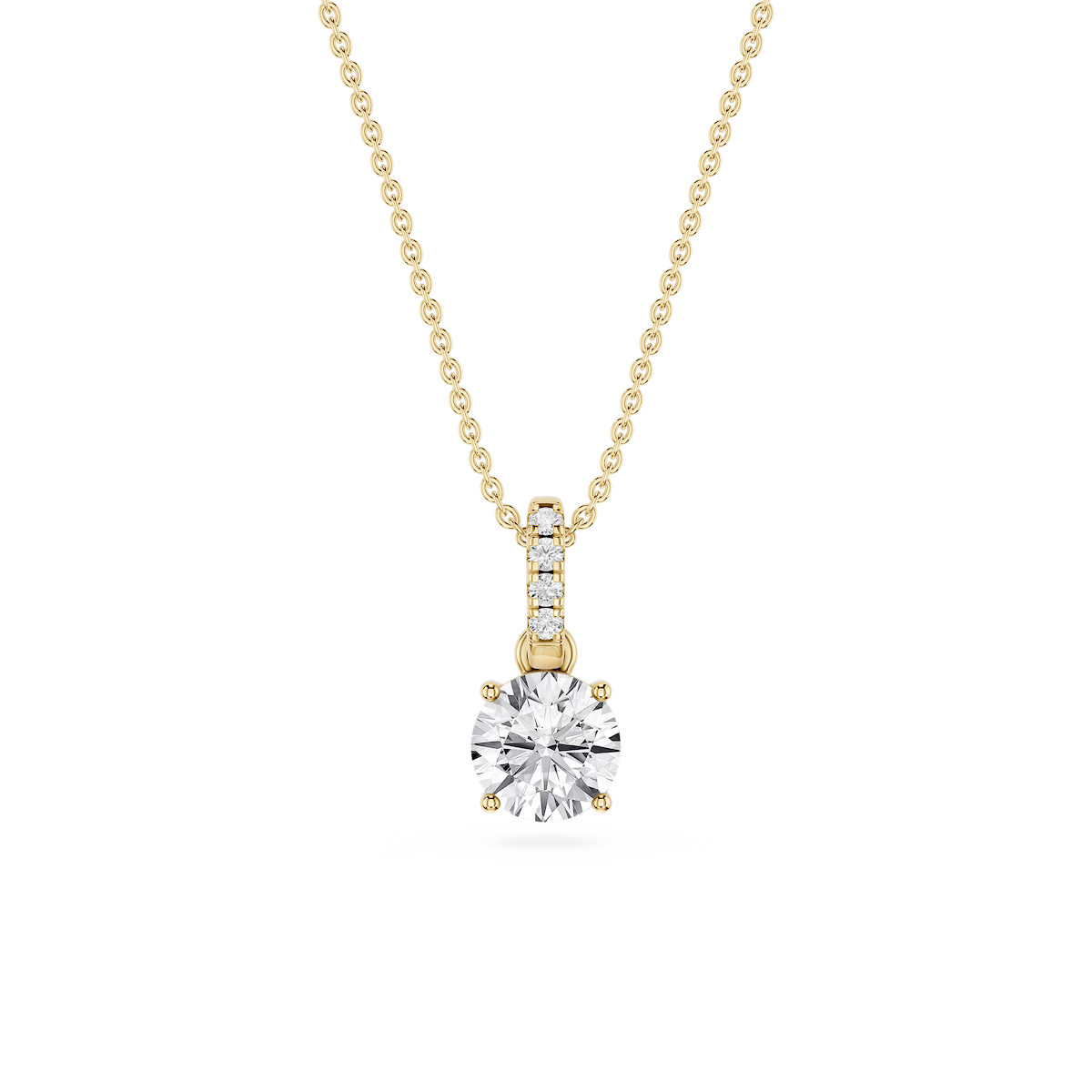 Round Lab Grown Diamond Hidden Halo Pendant - 16 to 18 Inches