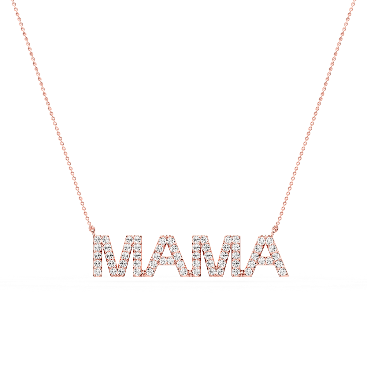 Round Lab Grown Diamond Mama Block Letter Pendant - 16 to 18 Inches