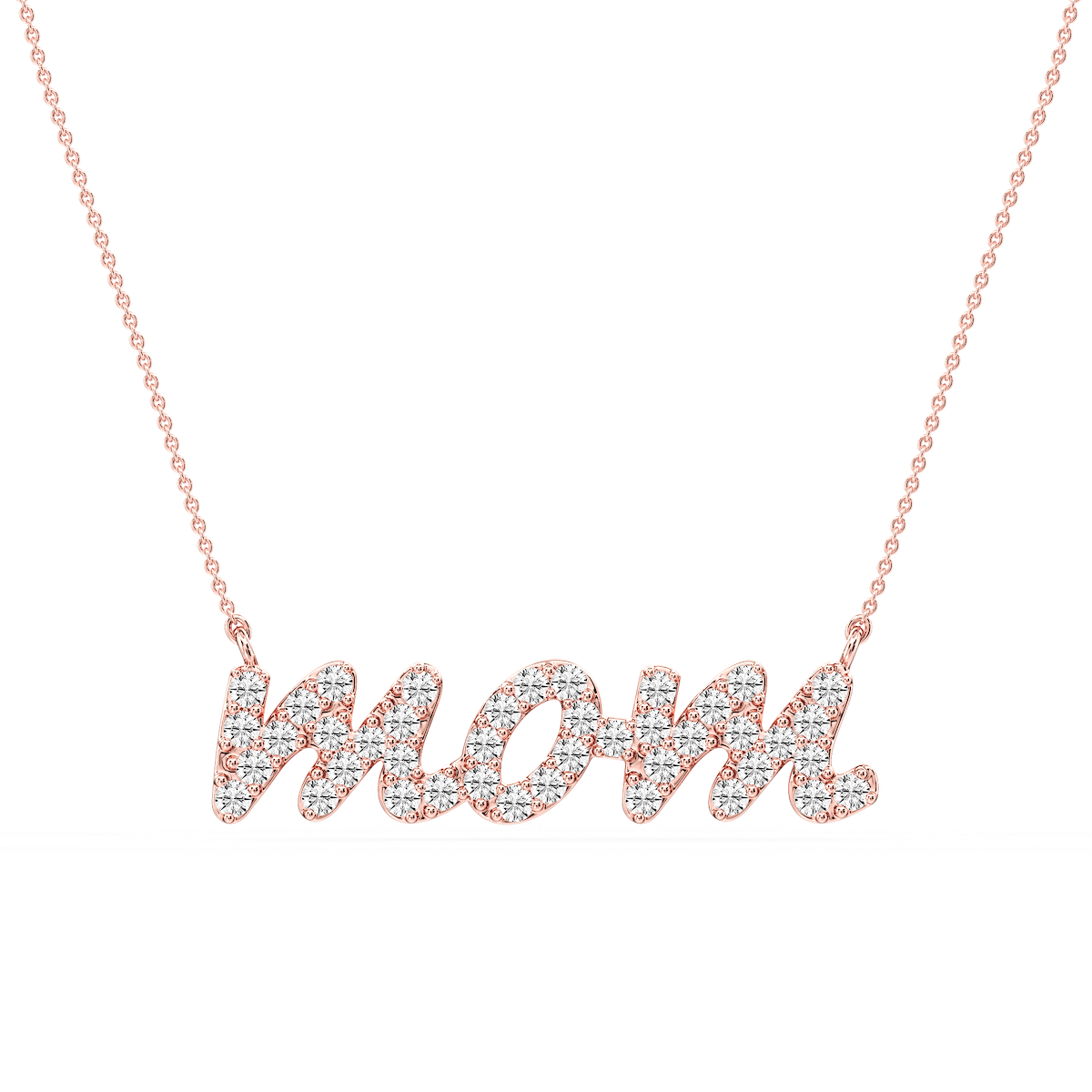 Round Lab Grown Diamond Mommy Block Letter Pendant - 16 to 18 Inches