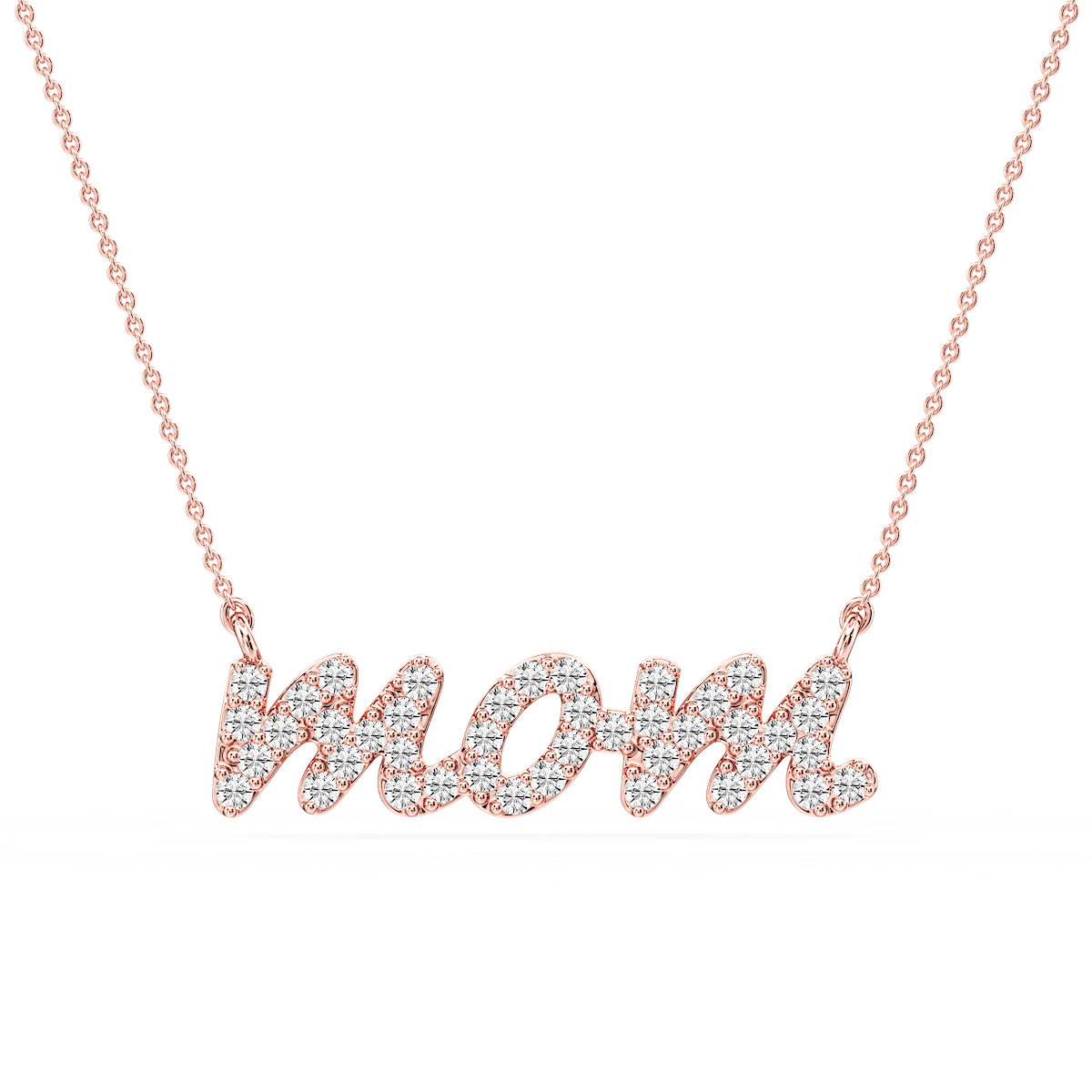 Round Lab Grown Diamond Mommy Block Letter Pendant - 16 to 18 Inches