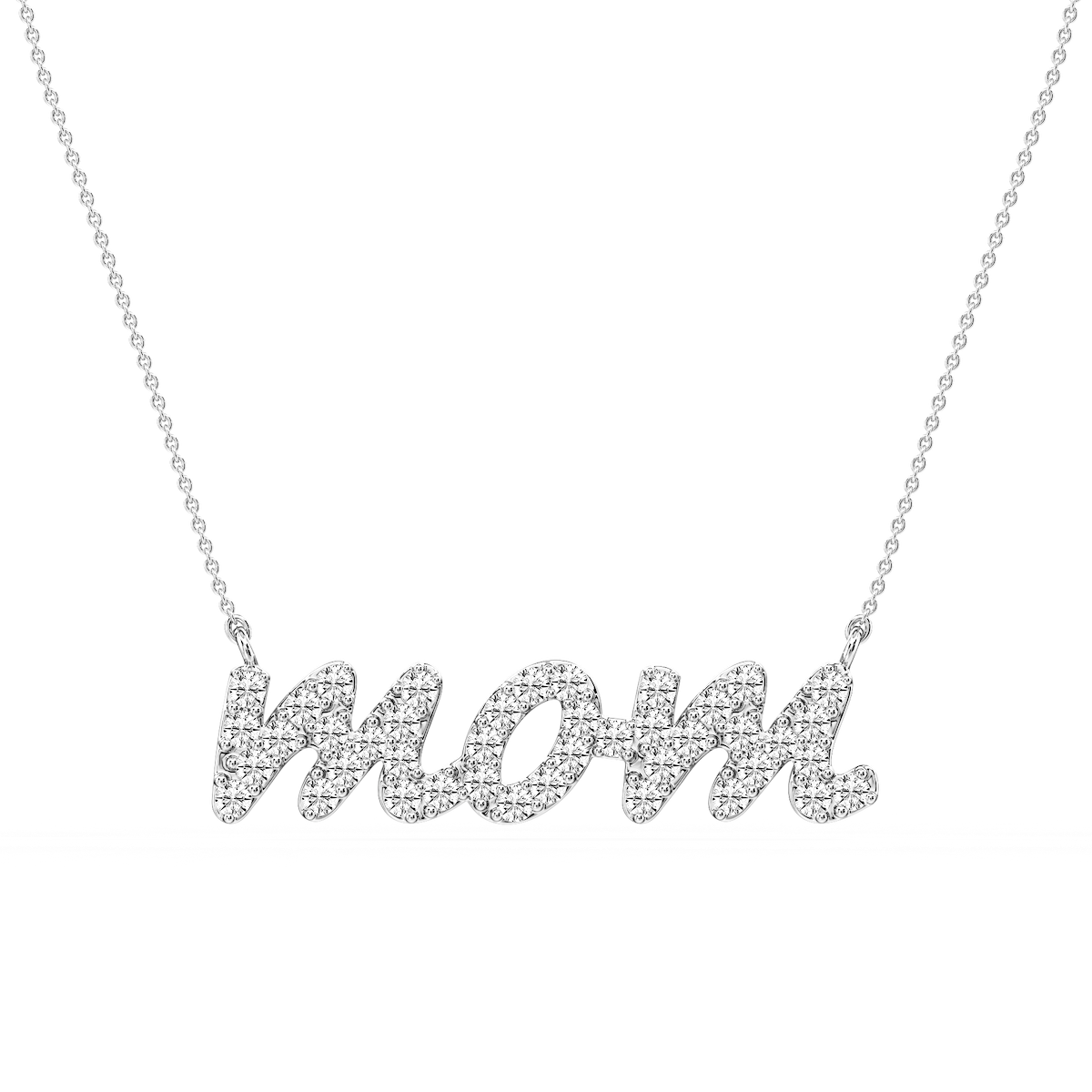 Round Lab Grown Diamond Mommy Block Letter Pendant - 16 to 18 Inches
