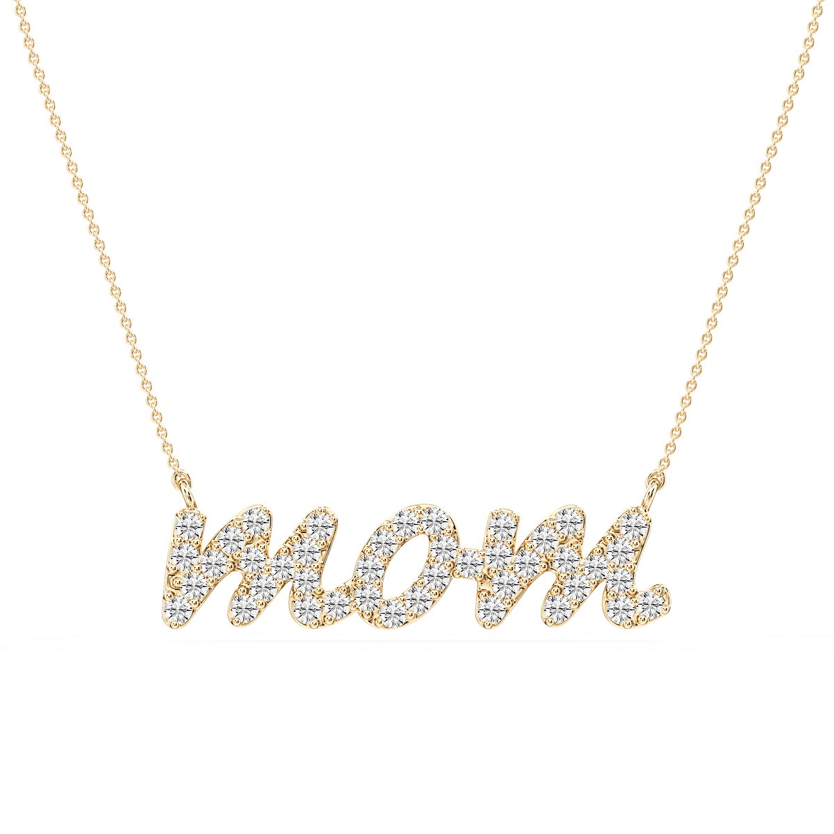 Round Lab Grown Diamond Mommy Block Letter Pendant - 16 to 18 Inches