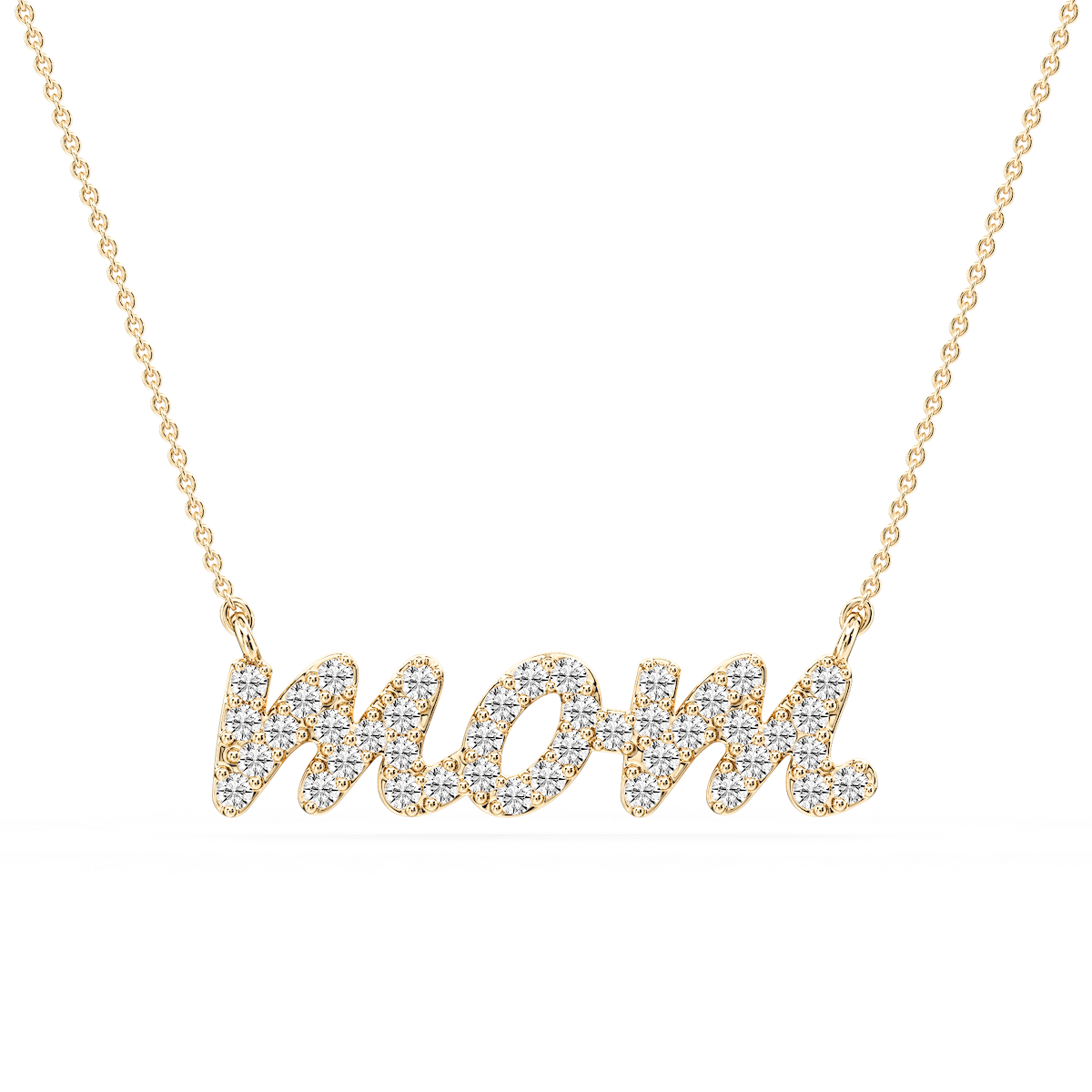 Round Lab Grown Diamond Mommy Block Letter Pendant - 16 to 18 Inches