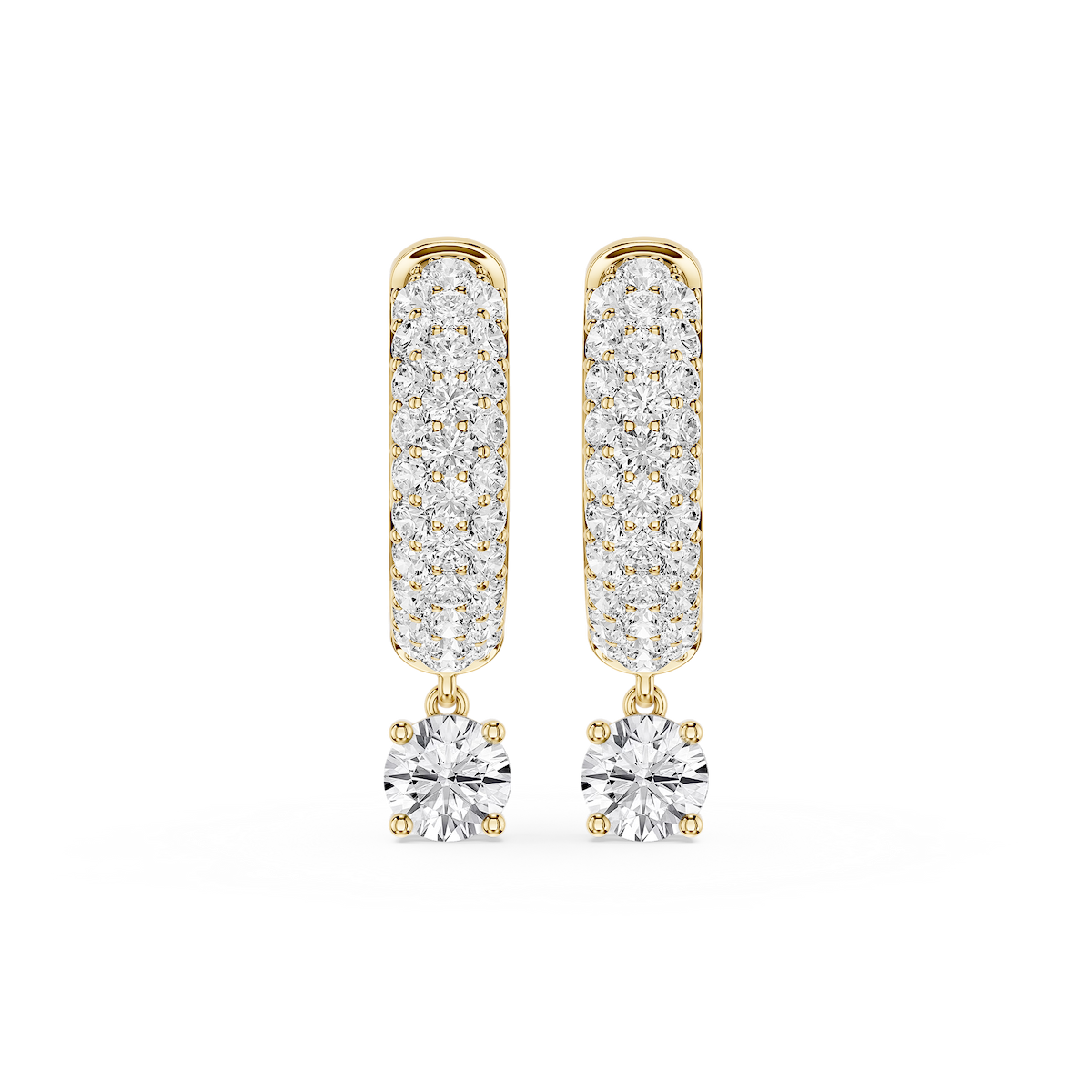 Round Lab Grown Diamond Pave Hoop Drop Earrings