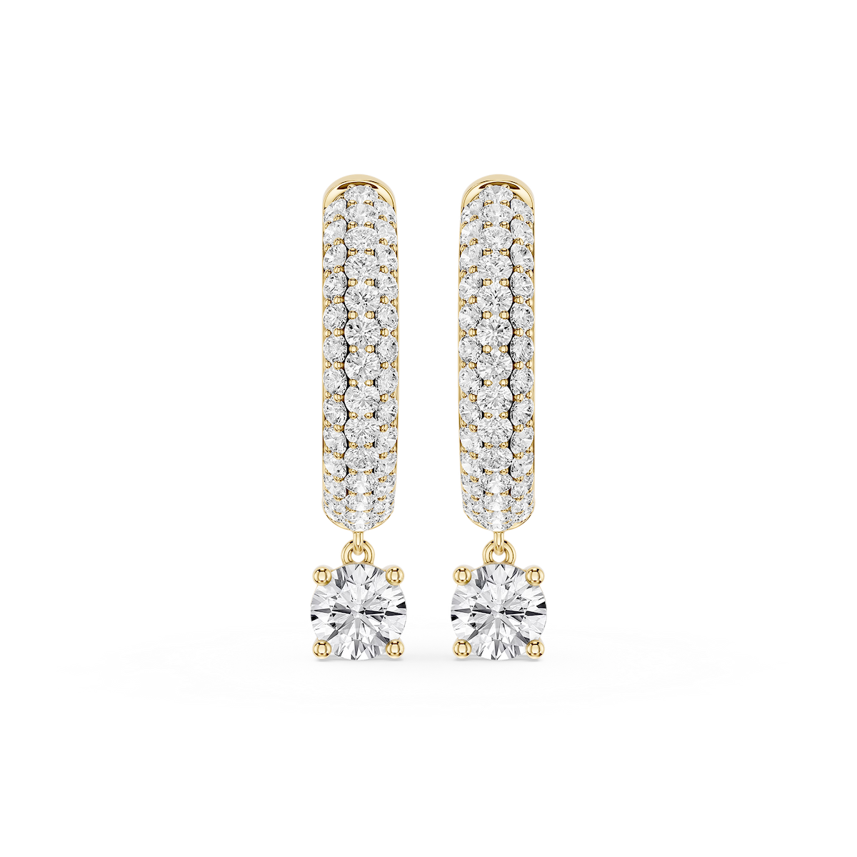 Round Lab Grown Diamond Pave Hoop Drop Earrings