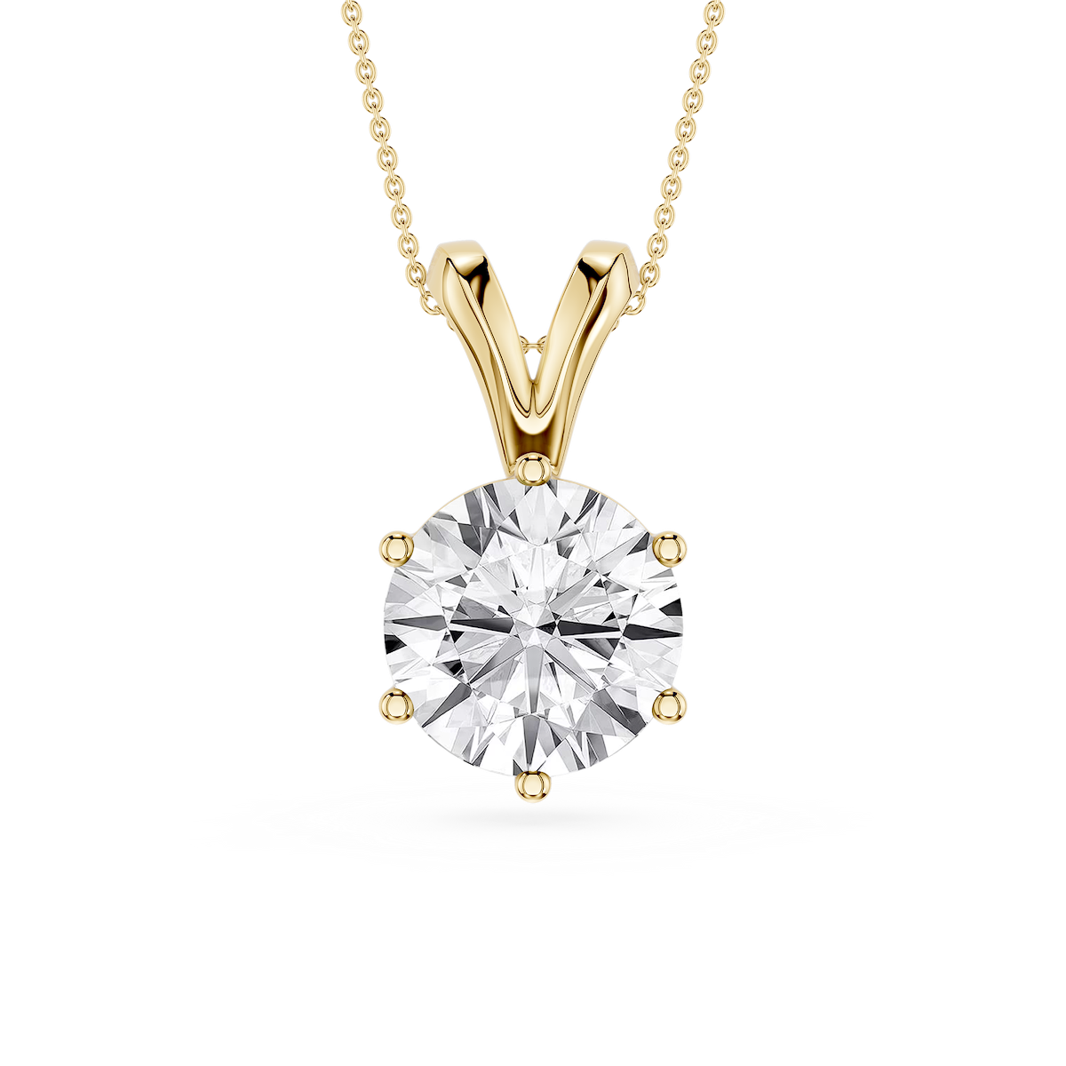 Round Lab Grown Diamond Six Prong Double Bail Solitaire Pendant  - 16 to 18 Inches