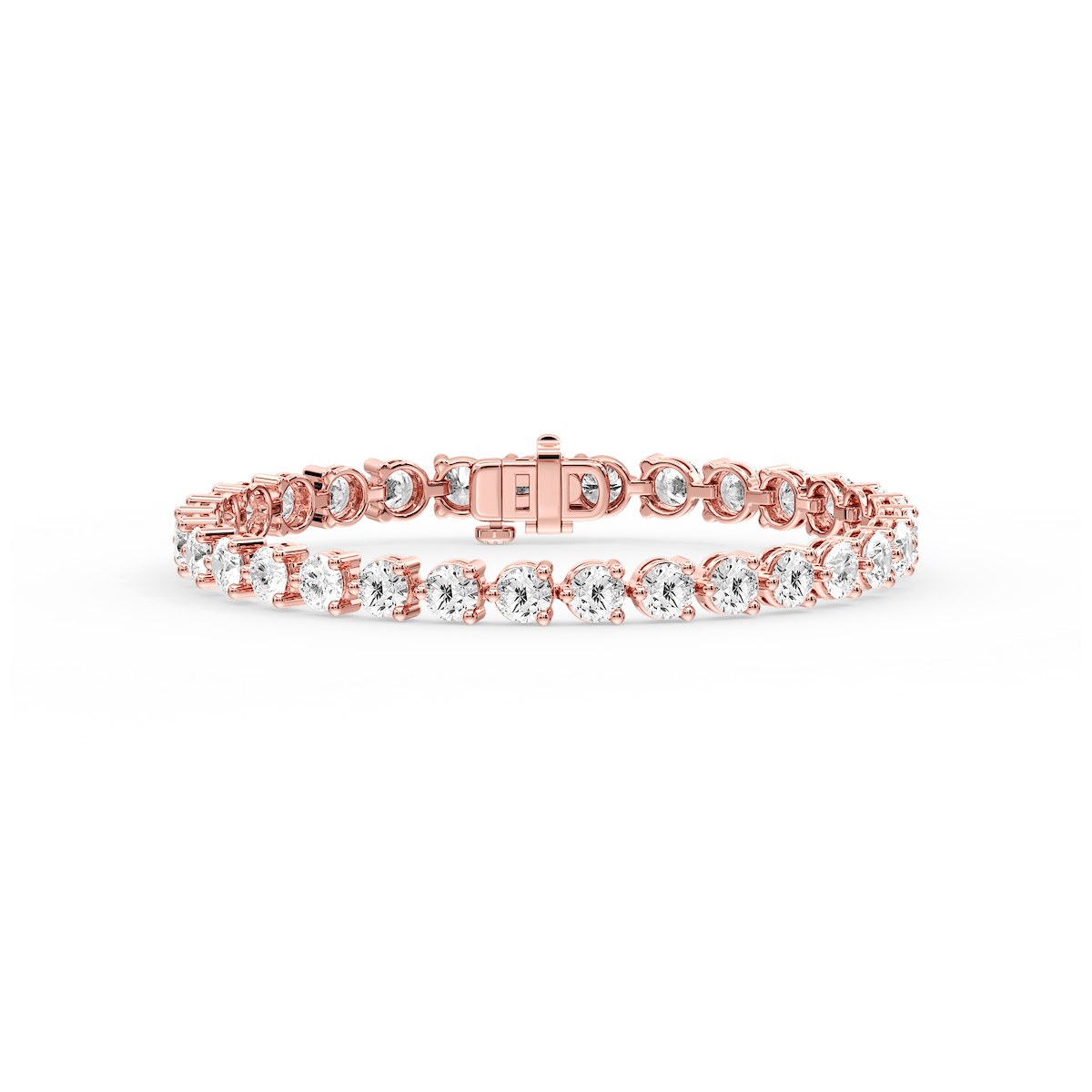 Round Lab Grown Diamond Three Prong Tennis Bracelet