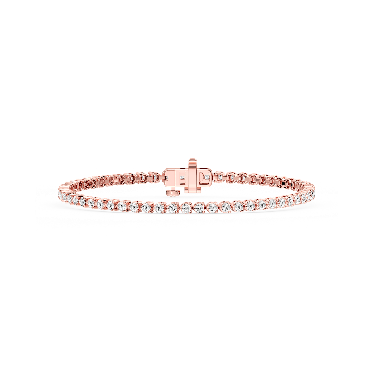 Round Lab Grown Diamond Three Prong Tennis Bracelet