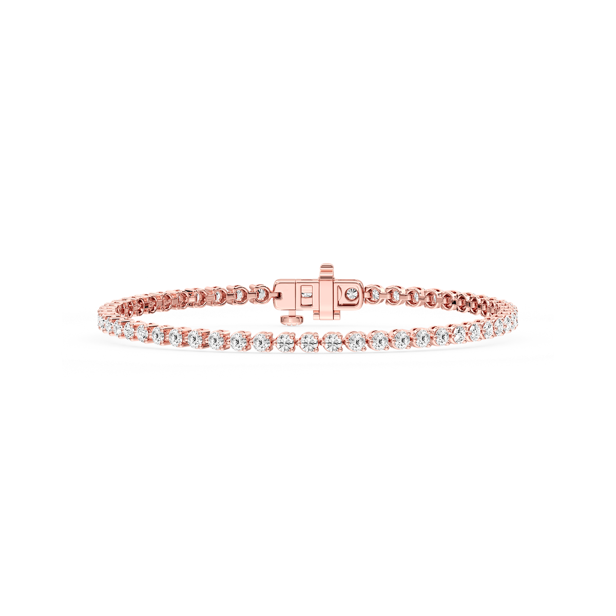Round Lab Grown Diamond Three Prong Tennis Bracelet