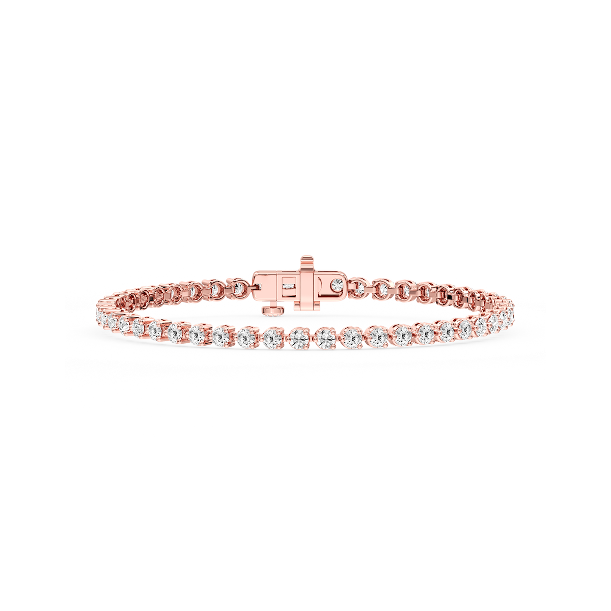 Round Lab Grown Diamond Three Prong Tennis Bracelet