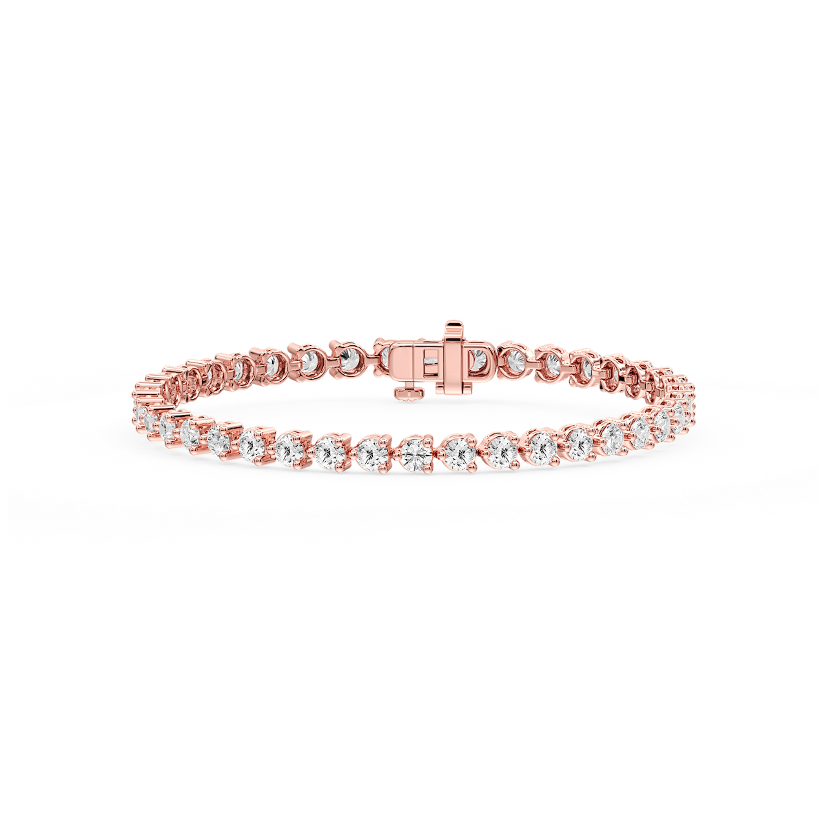 Round Lab Grown Diamond Three Prong Tennis Bracelet
