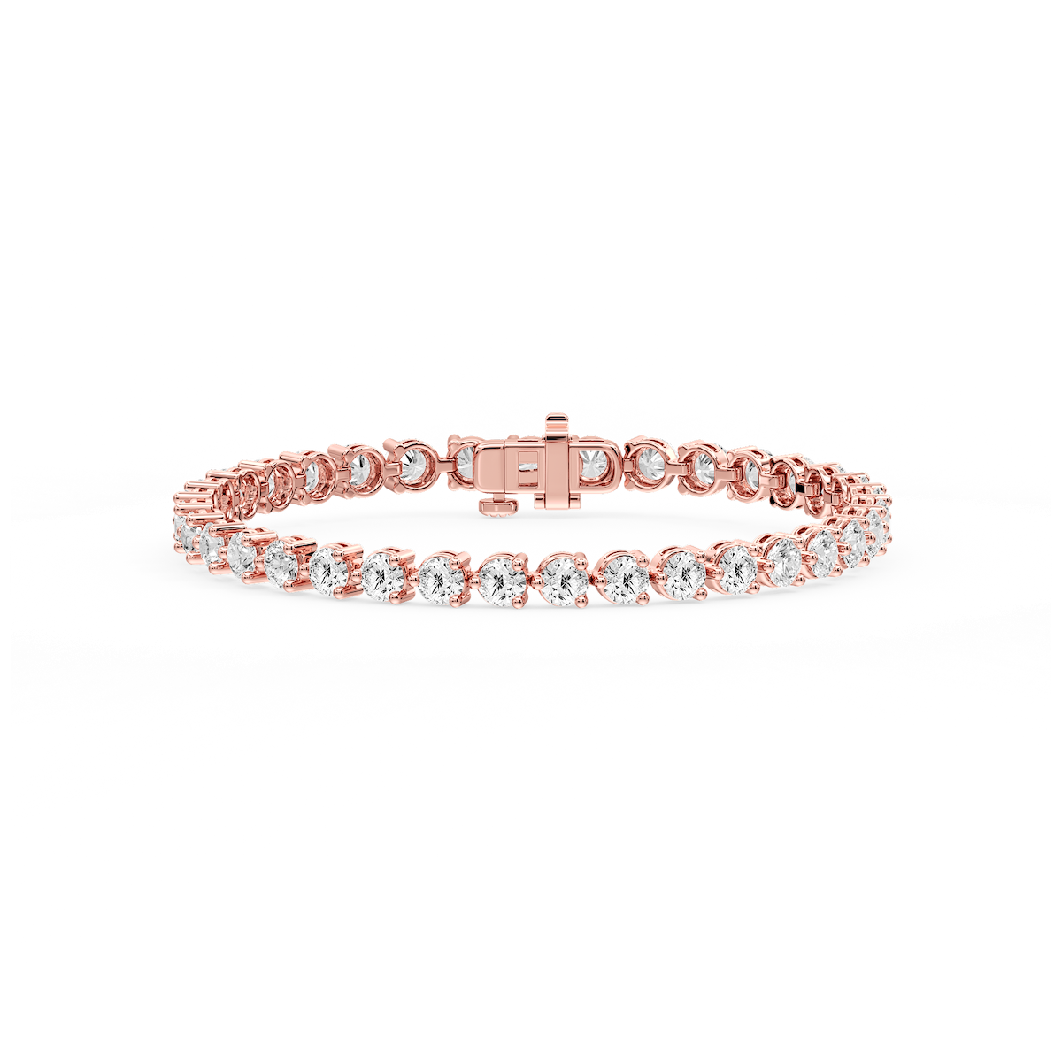 Round Lab Grown Diamond Three Prong Tennis Bracelet