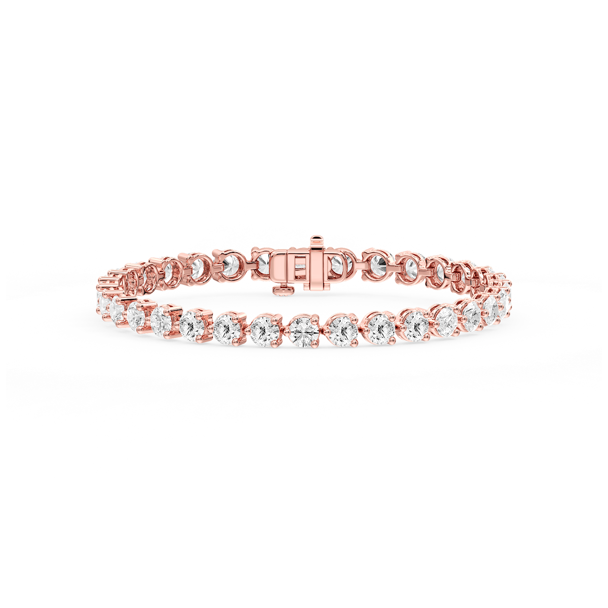 Round Lab Grown Diamond Three Prong Tennis Bracelet