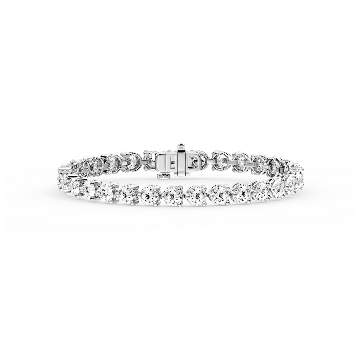 Round Lab Grown Diamond Three Prong Tennis Bracelet
