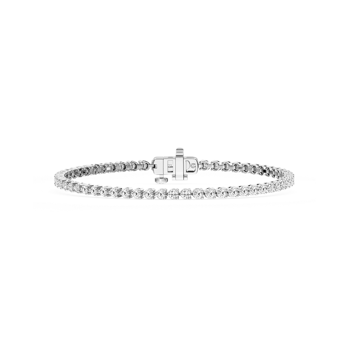 Round Lab Grown Diamond Three Prong Tennis Bracelet
