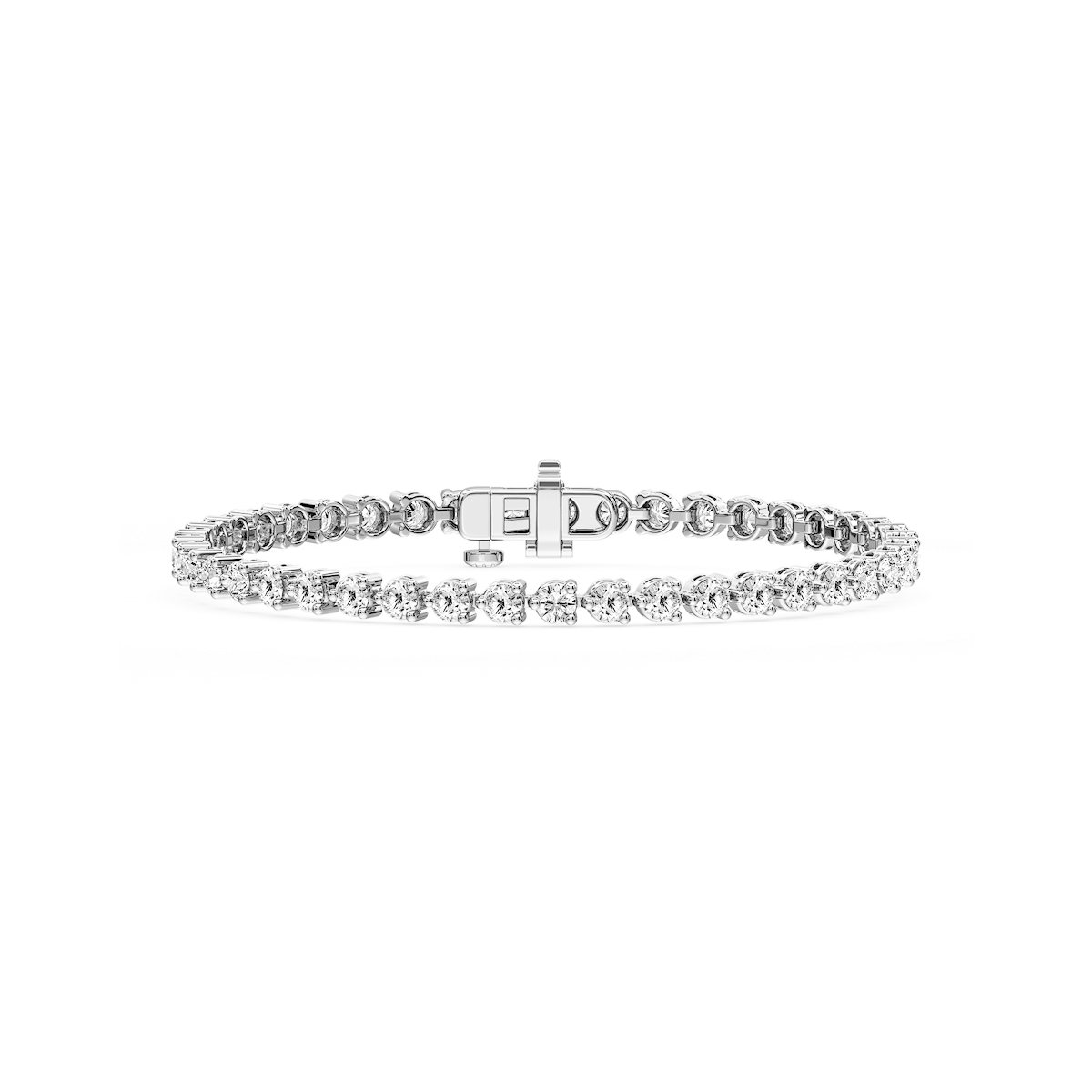 Round Lab Grown Diamond Three Prong Tennis Bracelet